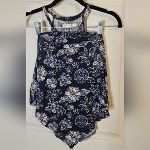 We The Free Navy and Cream Floral Halter Top